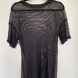 Oversized black mesh T